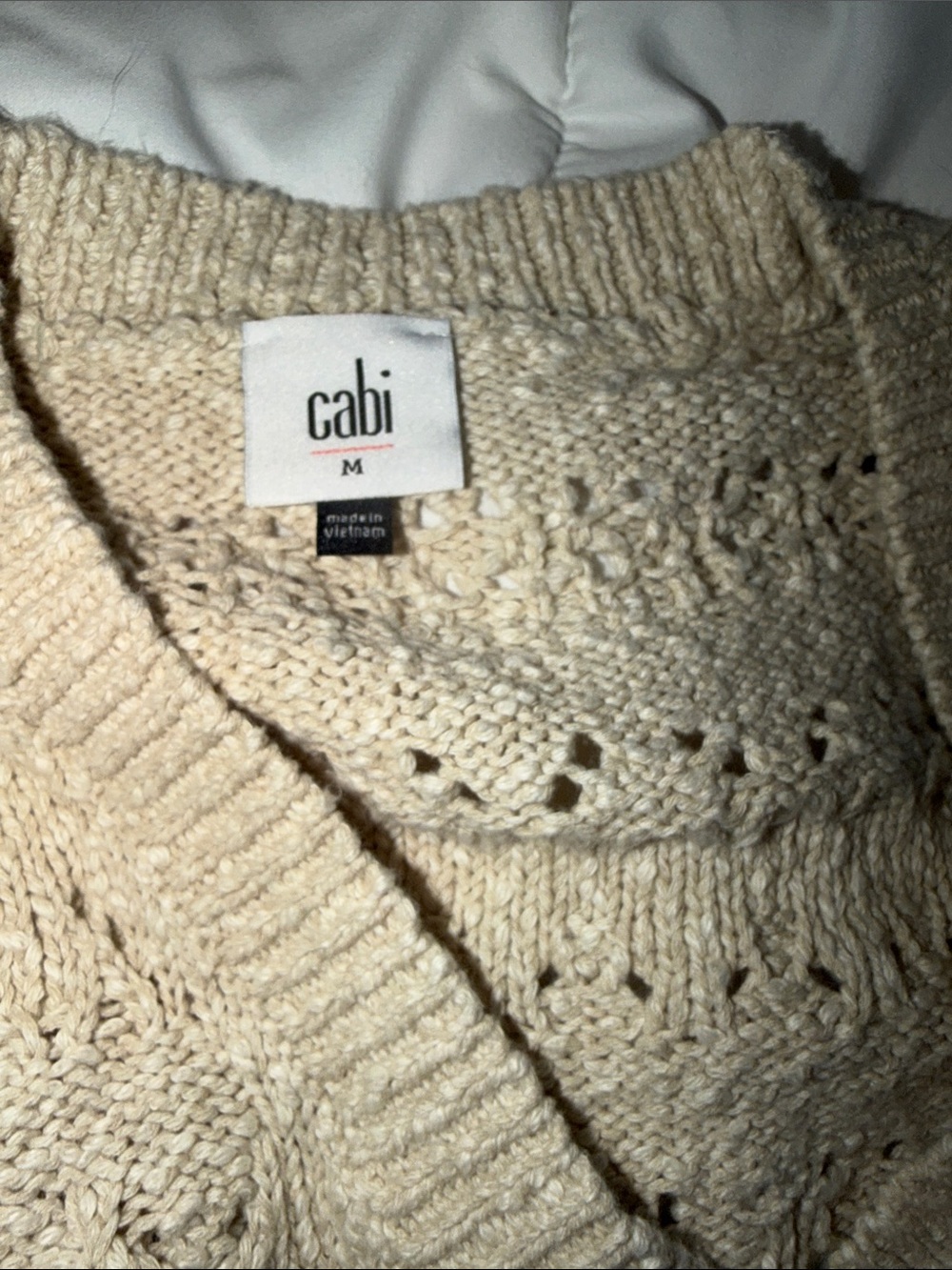 CAbi Cream Open-Knit V-Neck Sweater - Picture 2 of 4